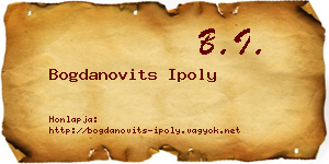 Bogdanovits Ipoly névjegykártya
